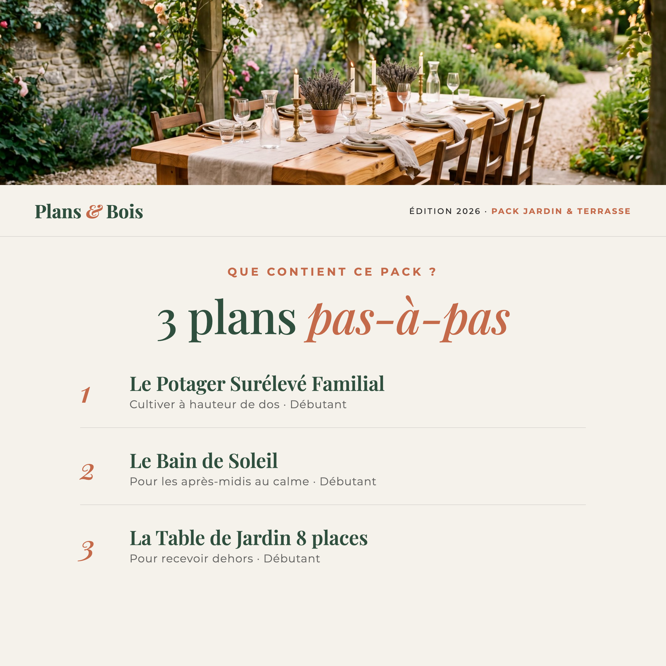 Que contient ce pack — 3 plans pas-à-pas